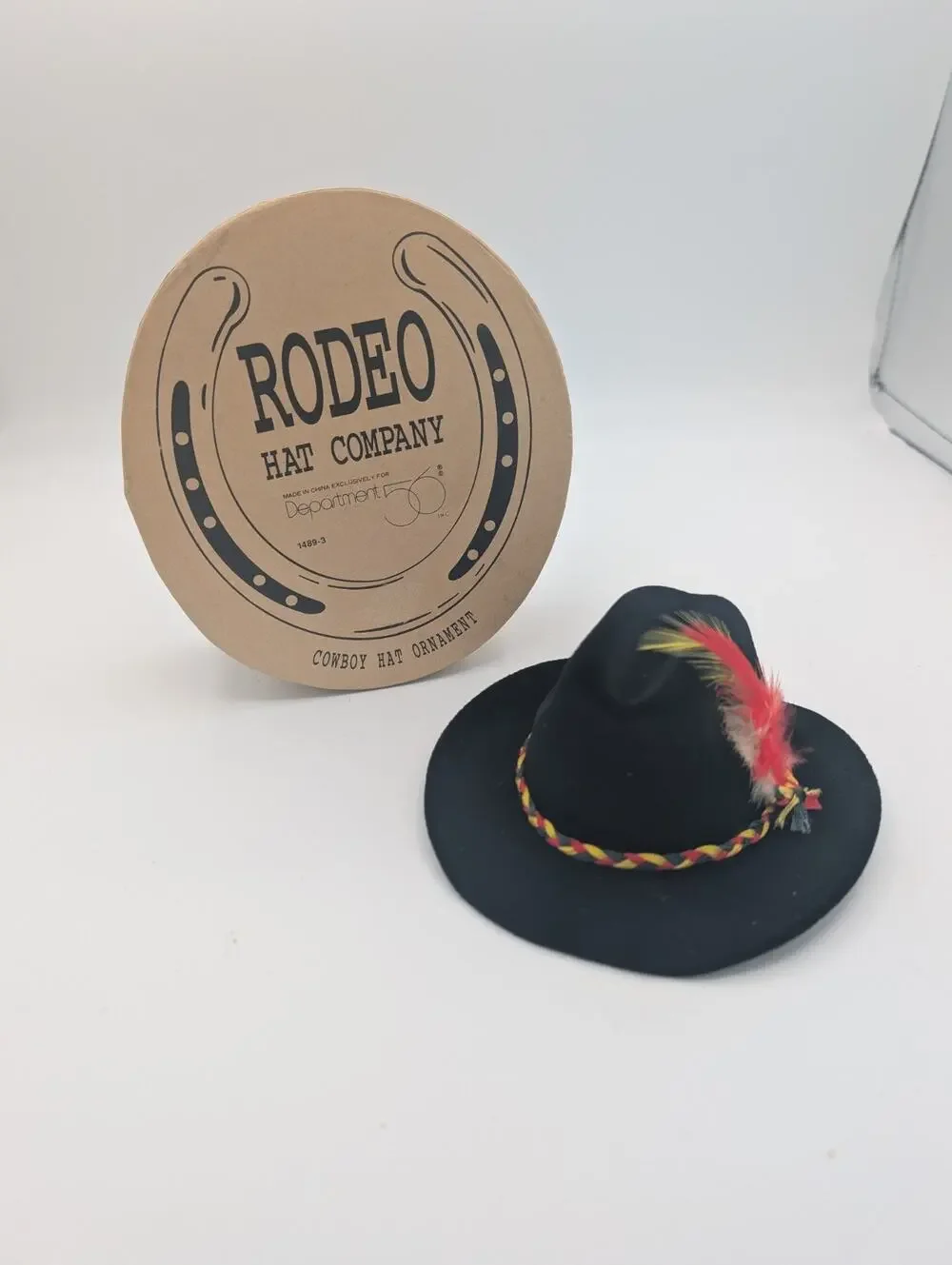Cowboy Hat Christmas Ornament Dept 56 Rodeo Hat Company in Original Box Mini Hat